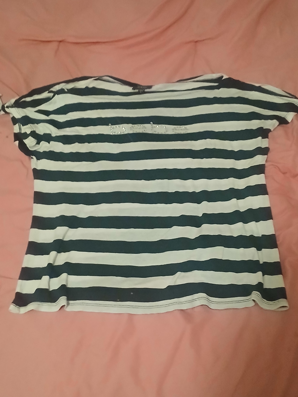 Striped Navy and White Short Sleeve Top
